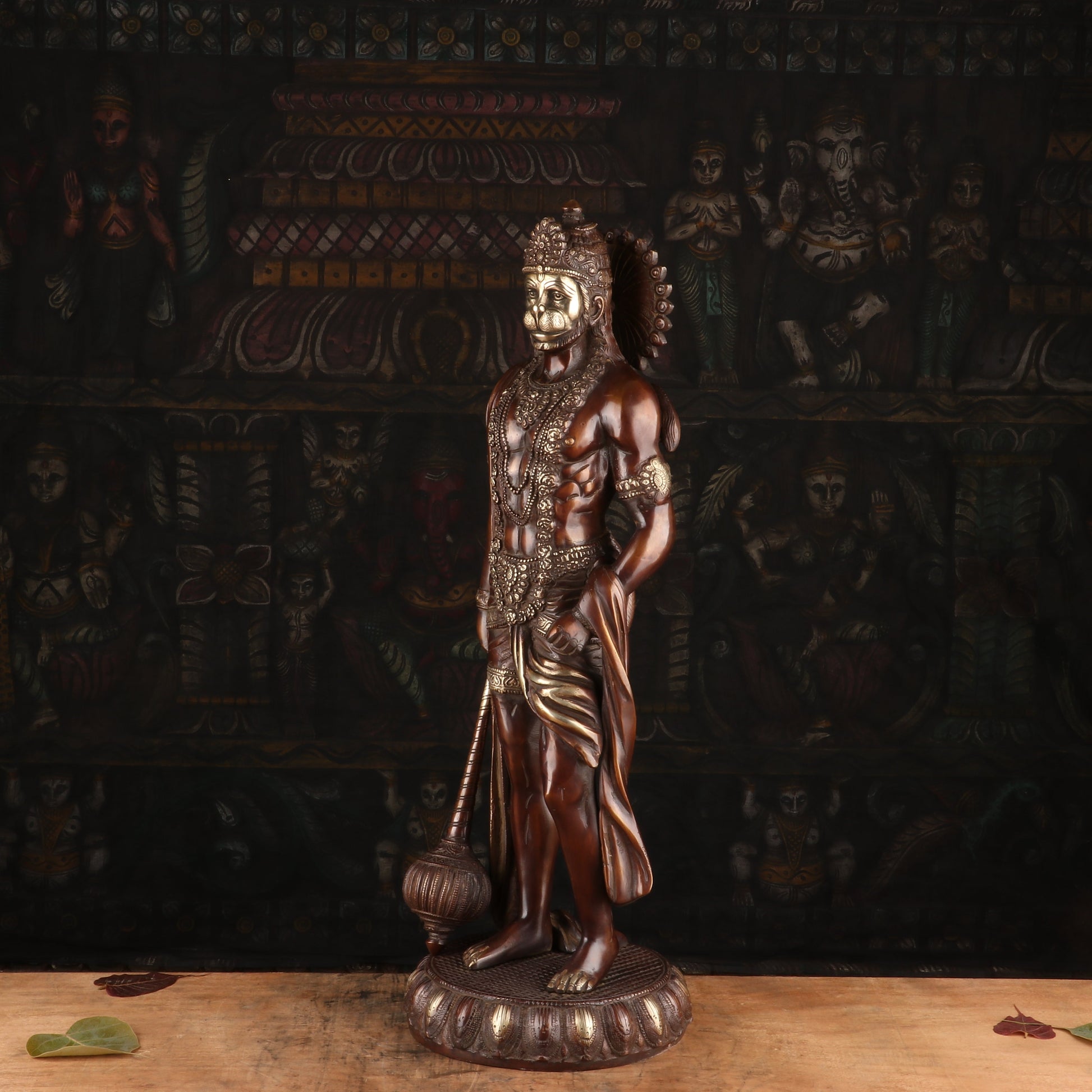 Brass Antique Standing Mahabali Hanuman Statue Idol Home Religious Decor 2 Feet - Image 4