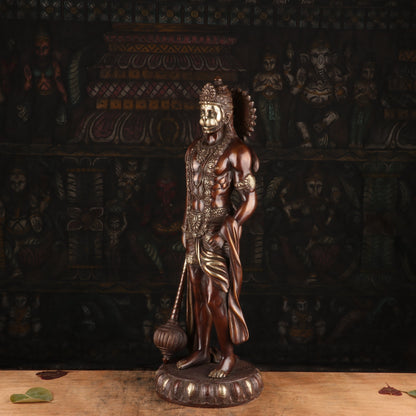 Brass Antique Standing Mahabali Hanuman Statue Idol Home Religious Decor 2 Feet by vendor-unknown - Hindu Gods (View 4)