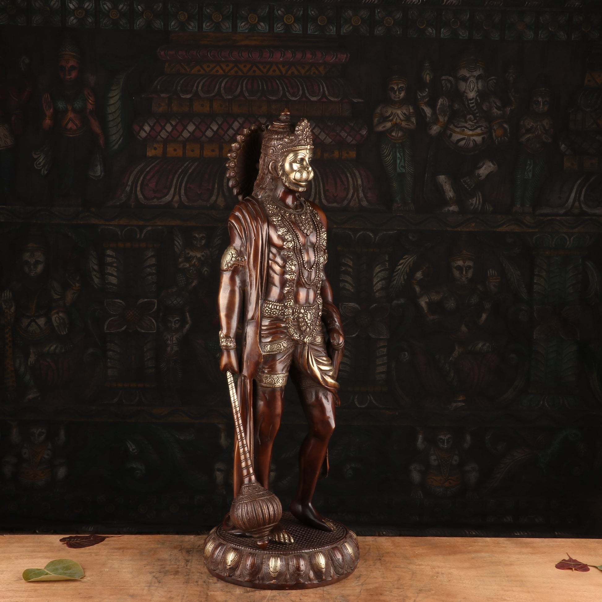 Brass Antique Standing Mahabali Hanuman Statue Idol Home Religious Decor 2 Feet - Image 5