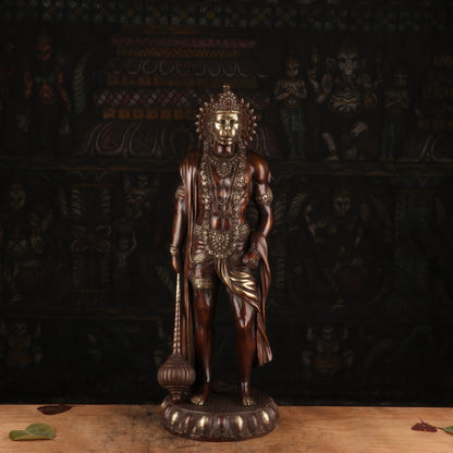 Brass Antique Standing Mahabali Hanuman Statue Idol Home Religious Decor 2 Feet by vendor-unknown - Hindu Gods