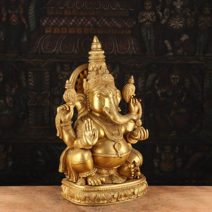 Superfine Brass Surya Ganesha Statue For Home Decor Showpiece 20" by vendor-unknown - Hindu Gods (View 4)