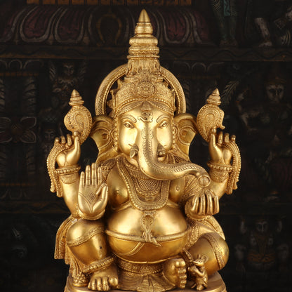 Superfine Brass Surya Ganesha Statue For Home Decor Showpiece 20" by vendor-unknown - Hindu Gods (View 6)