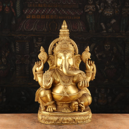 Superfine Brass Surya Ganesha Statue For Home Decor Showpiece 20" by vendor-unknown - Hindu Gods
