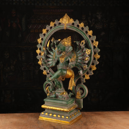 Brass Large Dancing Ganesha Statue With 16 Arms For Home Decor 2 Feet by vendor-unknown - Hindu Gods (View 3)