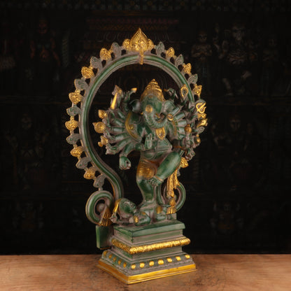 Brass Large Dancing Ganesha Statue With 16 Arms For Home Decor 2 Feet by vendor-unknown - Hindu Gods (View 4)