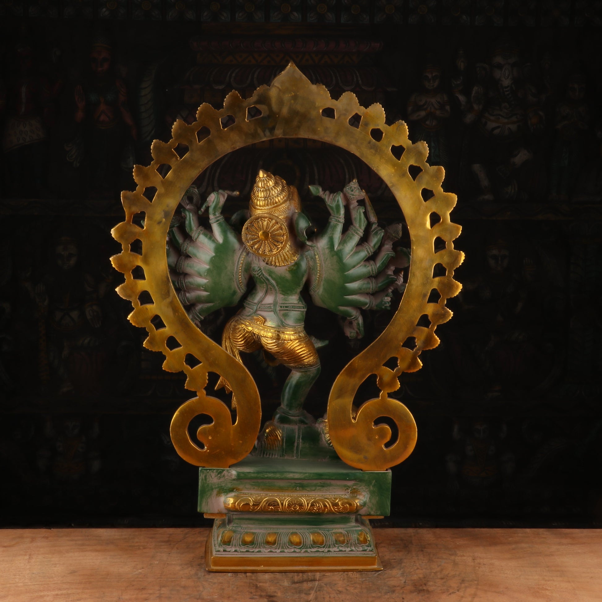 Brass Large Dancing Ganesha Statue With 16 Arms For Home Decor 2 Feet - Image 5