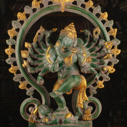 Brass Large Dancing Ganesha Statue With 16 Arms For Home Decor 2 Feet by vendor-unknown - Hindu Gods (View 6)