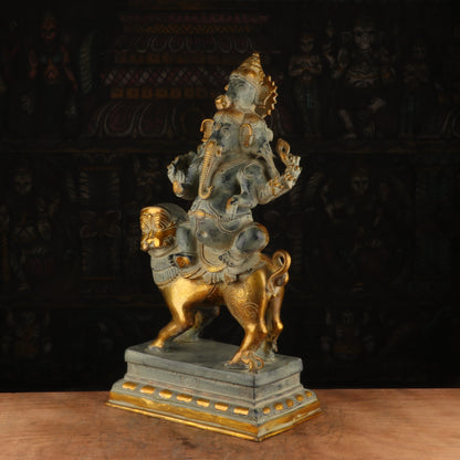 Brass Heramba Ganesha Idol Antique Finish For Home Decor 2 Feet by vendor-unknown - Hindu Gods (View 3)
