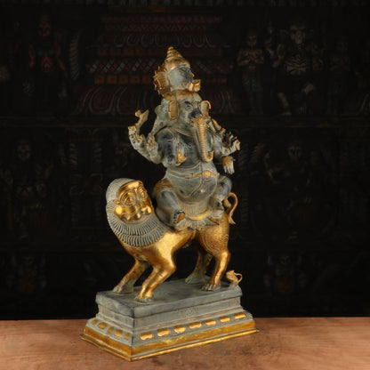 Brass Heramba Ganesha Idol Antique Finish For Home Decor 2 Feet by vendor-unknown - Hindu Gods (View 4)