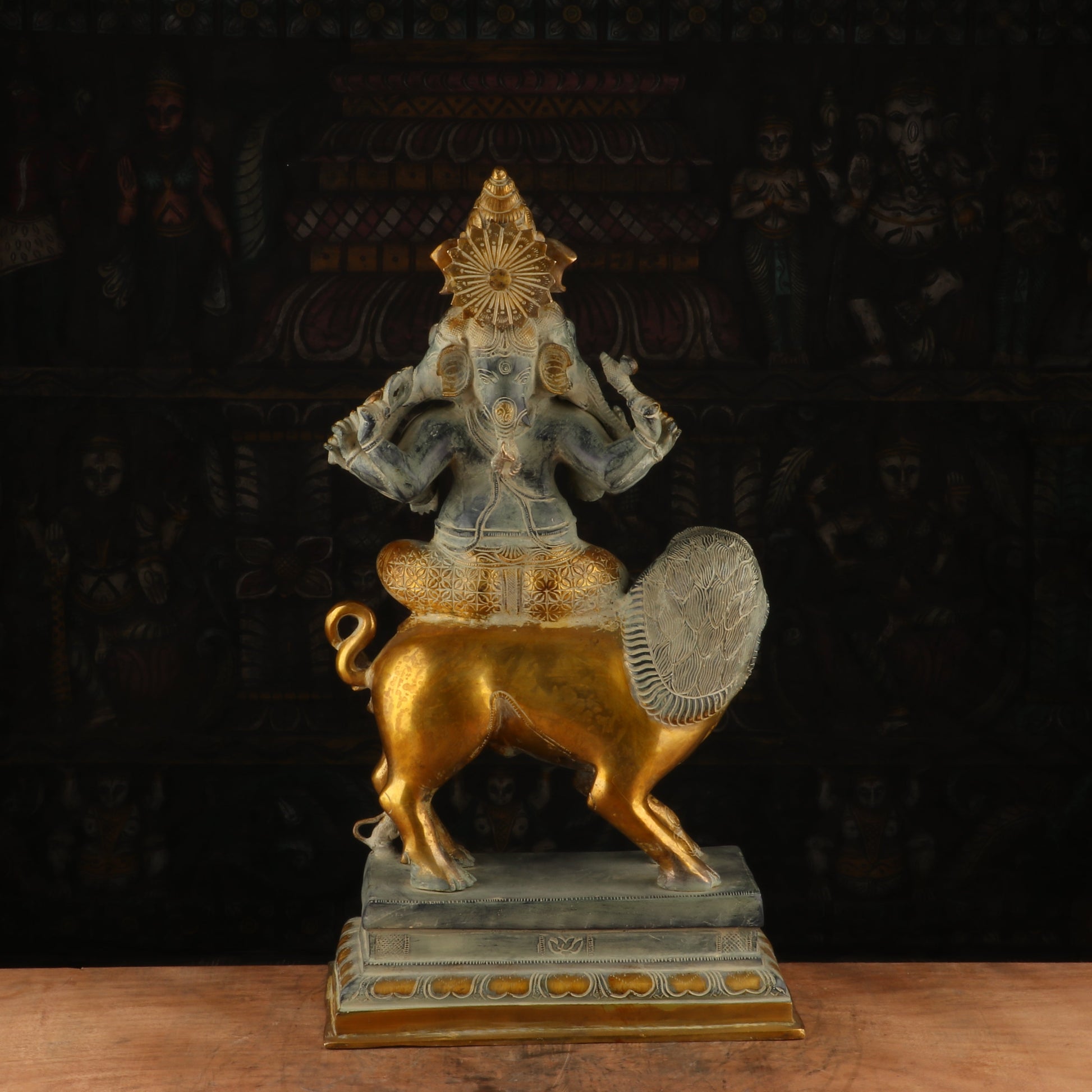 Brass Heramba Ganesha Idol Antique Finish For Home Decor 2 Feet - Image 5
