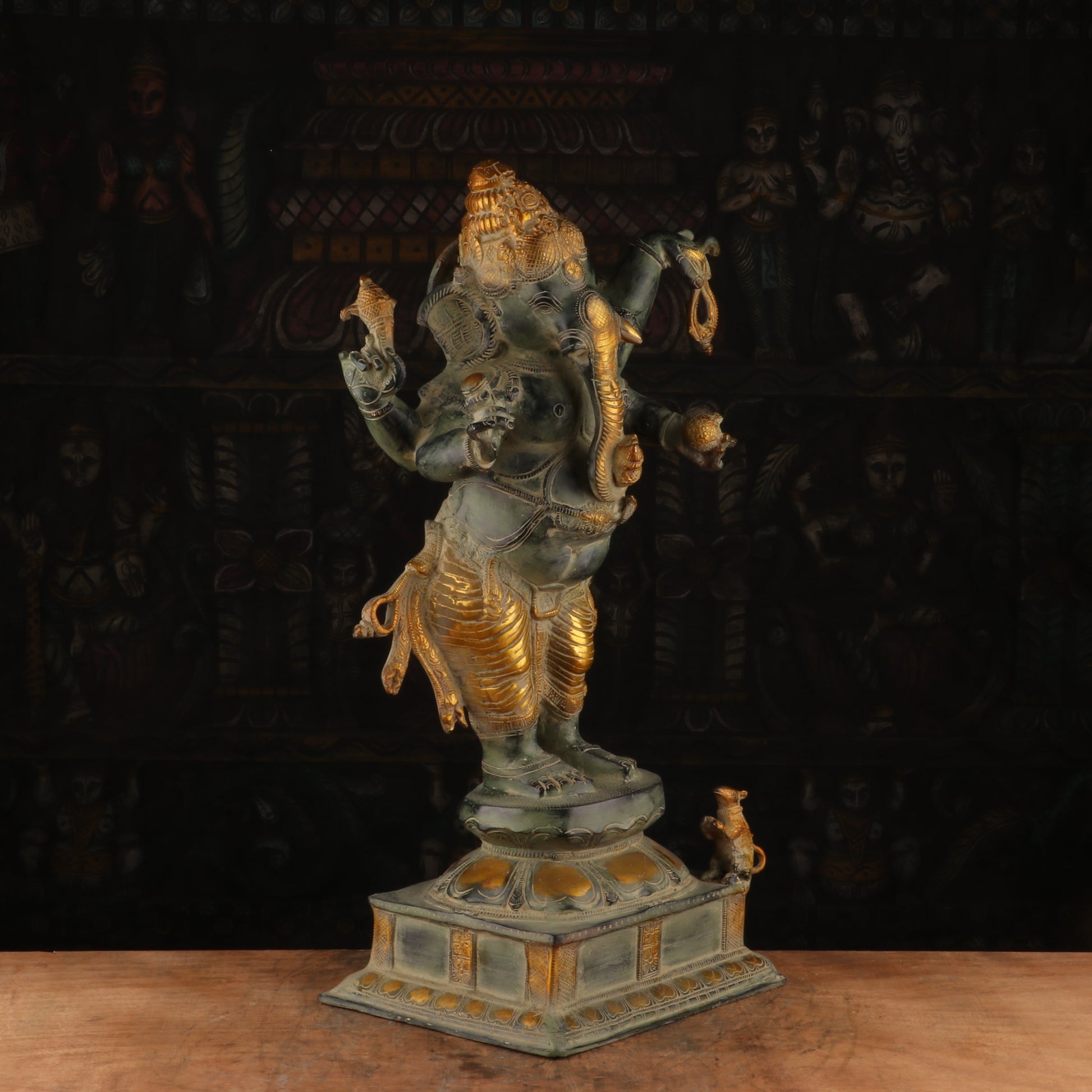 Brass Standing Ganesha Statue Antique Finish For Home Decor 2 Feet - Image 3
