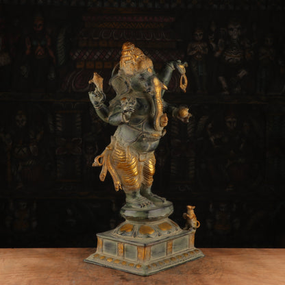 Brass Standing Ganesha Statue Antique Finish For Home Decor 2 Feet by vendor-unknown - Hindu Gods (View 3)