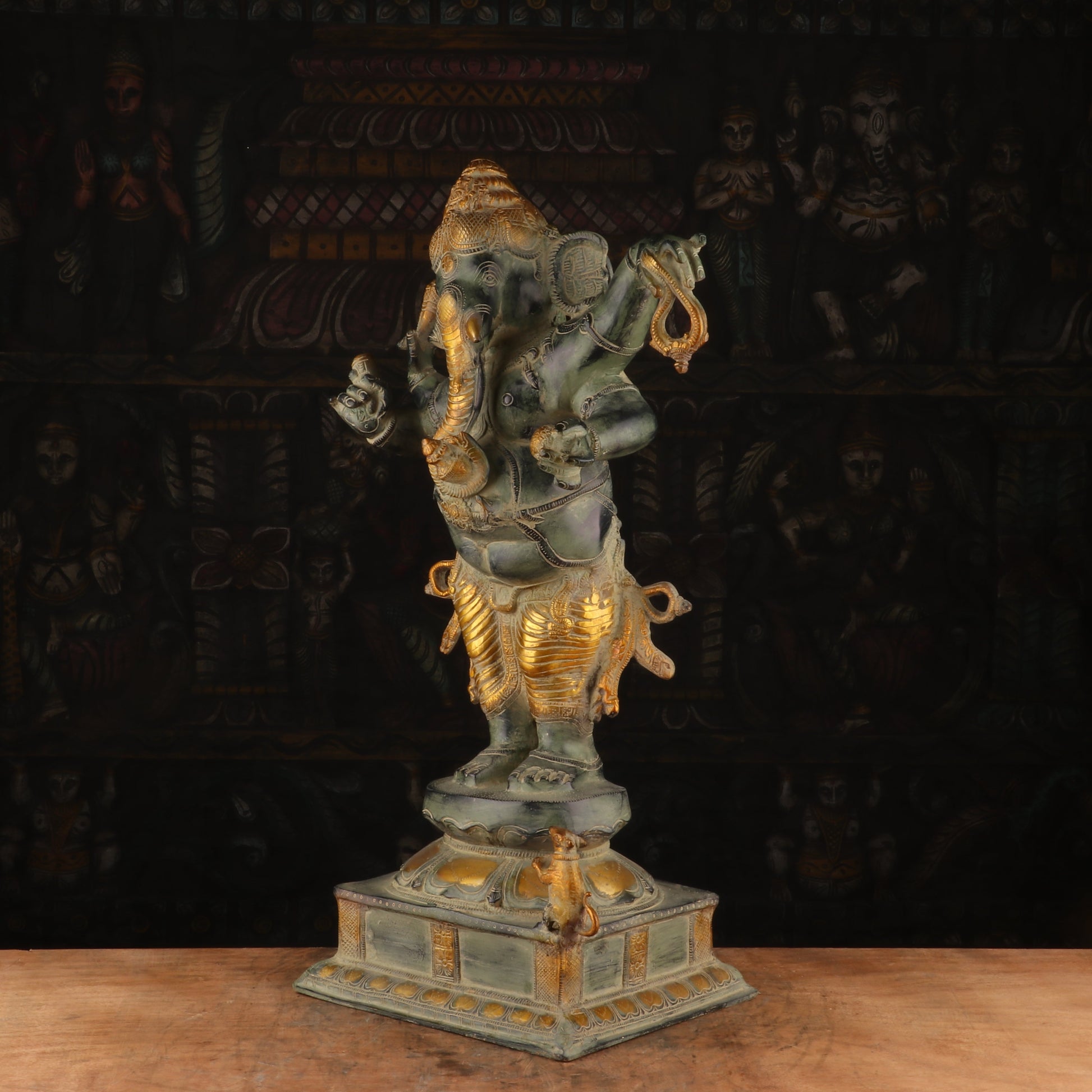 Brass Standing Ganesha Statue Antique Finish For Home Decor 2 Feet - Image 4