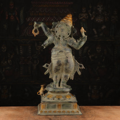 Brass Standing Ganesha Statue Antique Finish For Home Decor 2 Feet by vendor-unknown - Hindu Gods (View 5)