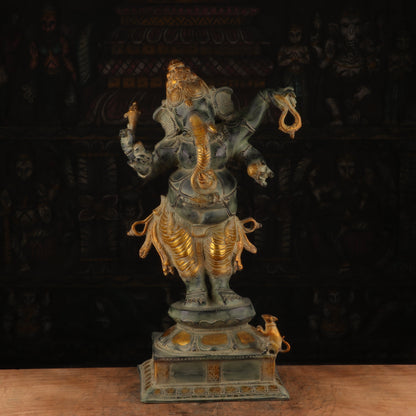 Brass Standing Ganesha Statue Antique Finish For Home Decor 2 Feet by vendor-unknown - Hindu Gods