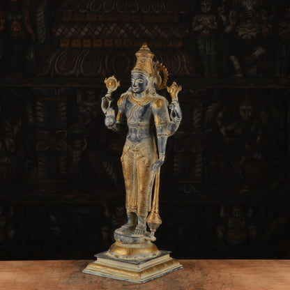 Brass Lord Standing Vishnu Statue Antique Finish Idol Religious Decor 20" by vendor-unknown - Hindu Gods (View 3)