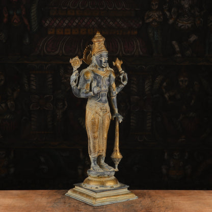 Brass Lord Standing Vishnu Statue Antique Finish Idol Religious Decor 20" by vendor-unknown - Hindu Gods (View 4)