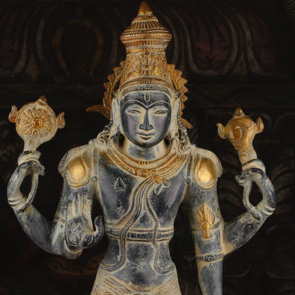 Brass Lord Standing Vishnu Statue Antique Finish Idol Religious Decor 20" by vendor-unknown - Hindu Gods (View 6)