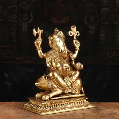 Brass Lord Ganesha Statue Sitting On Ret Religious For Home Decor 10" by vendor-unknown - Hindu Gods (View 4)