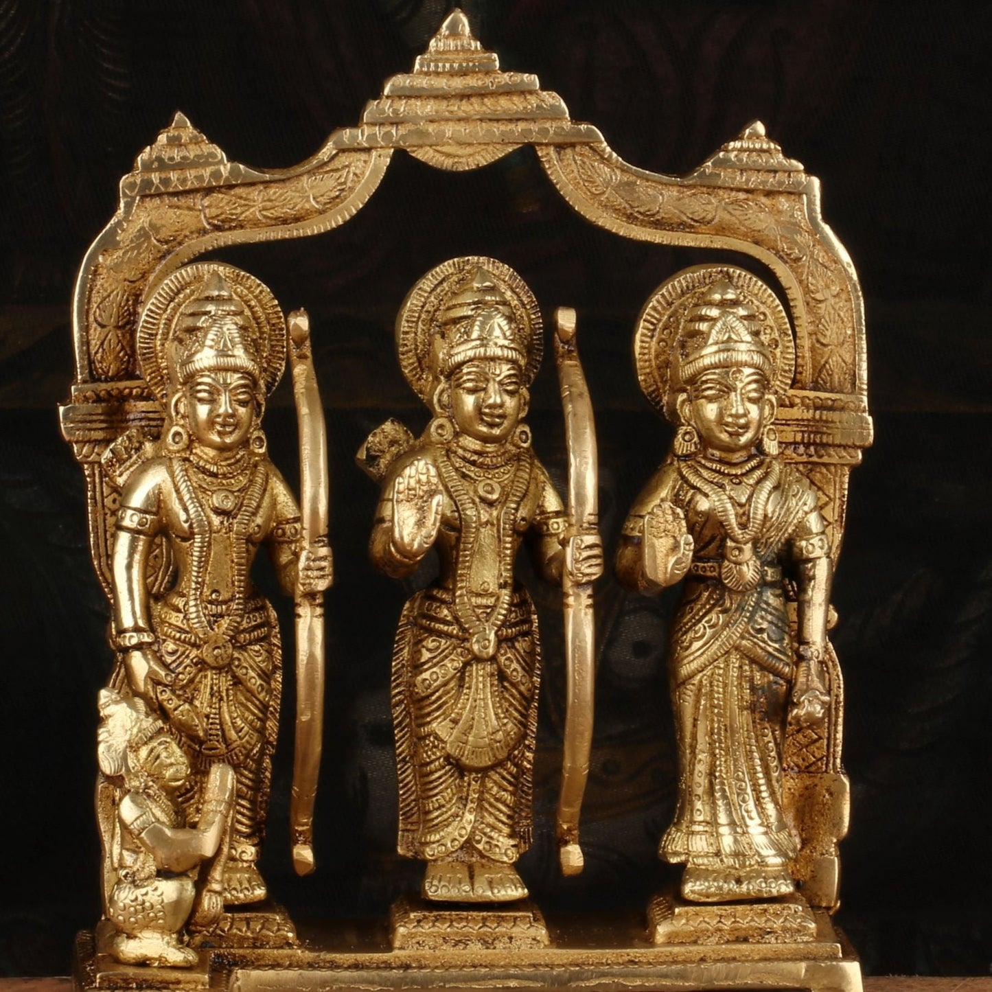 Brass Antique Ram Darbar Statue Rama Family Idol Religious Home Temple Decor 7"