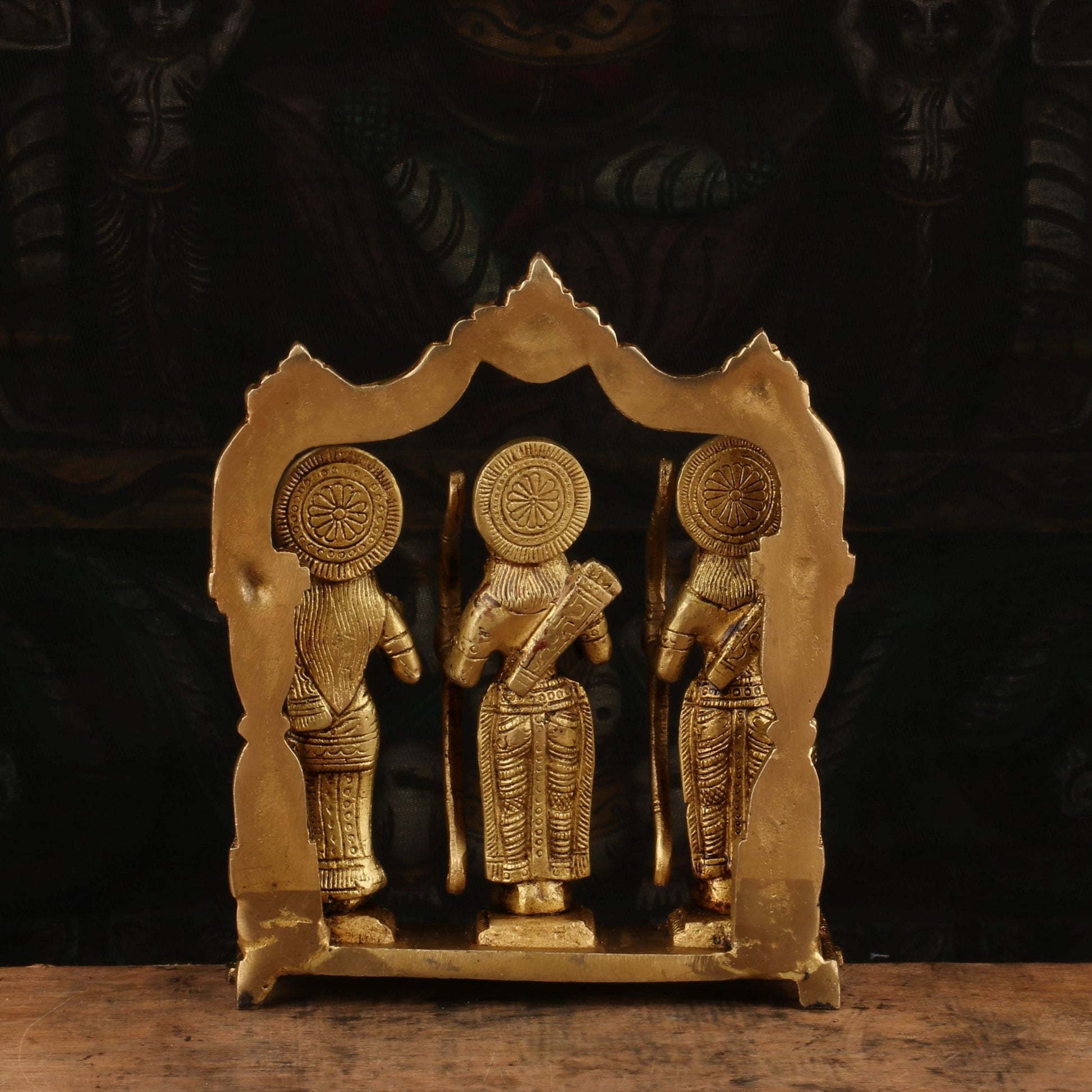 Brass Antique Ram Darbar Statue Rama Family Idol Religious Home Temple Decor 7" - Image 5