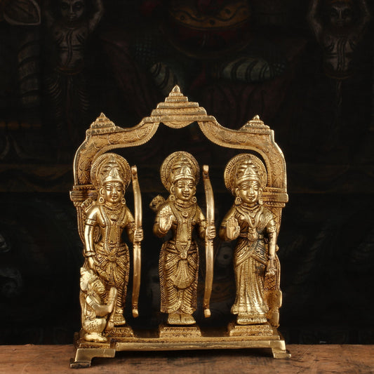 Brass Antique Ram Darbar Statue Rama Family Idol Religious Home Temple Decor 7"
