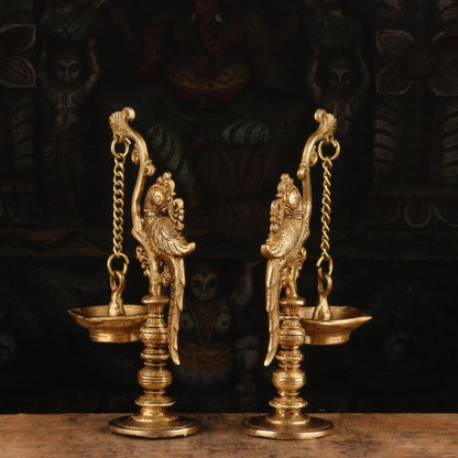 Brass Bird Diya Pair Oil Lamp 8.5" by StatueStudio - Spiritual (View 5)