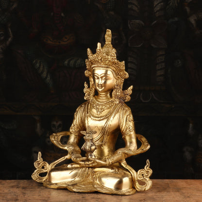 Brass Tibetan Buddhist Deity Amitabha Buddha Statue Decor 10" by vendor-unknown - Buddha (View 3)