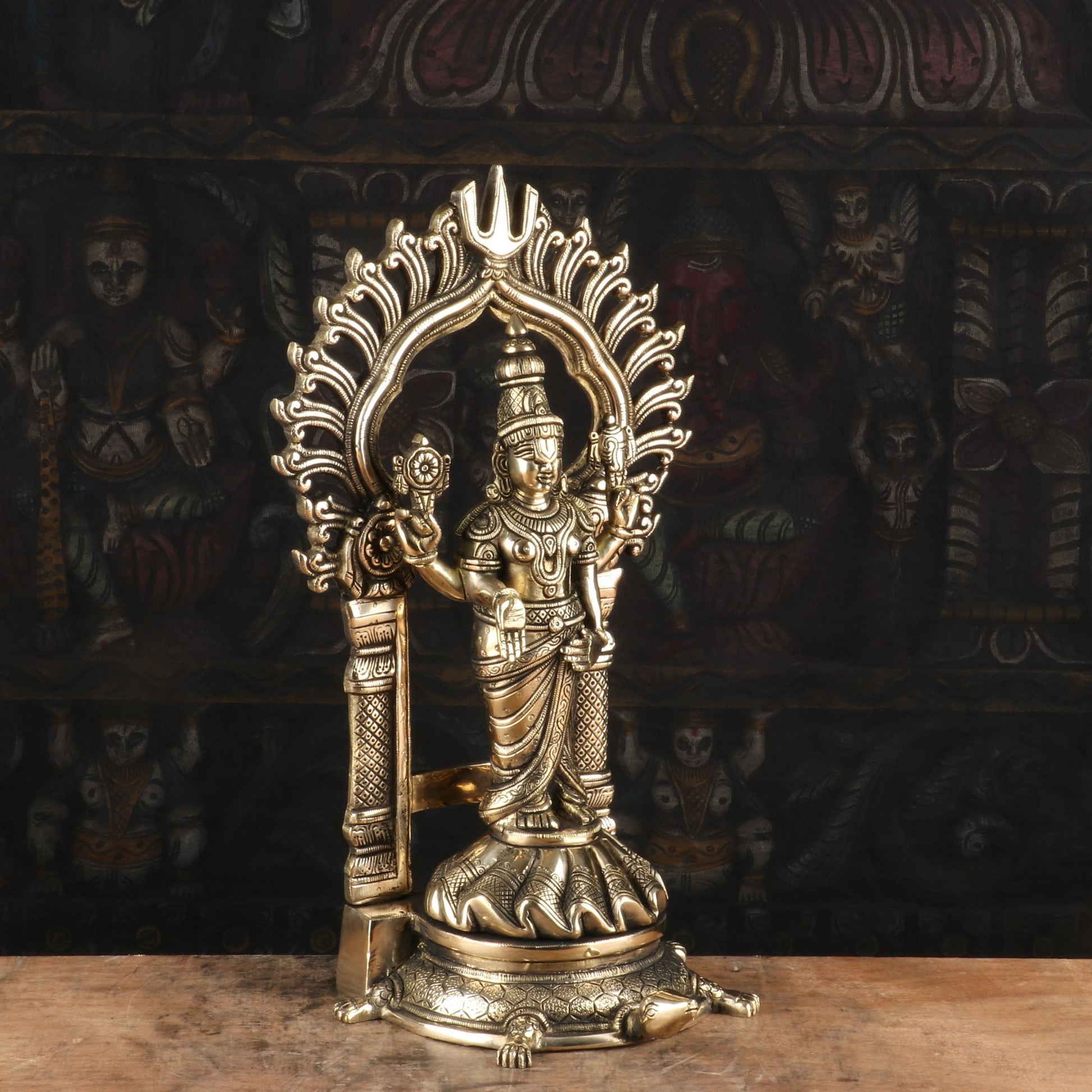 Brass Balaji Statue On Tortoise Antique Religious Venkateshvara Idol Decor 16" - Image 5