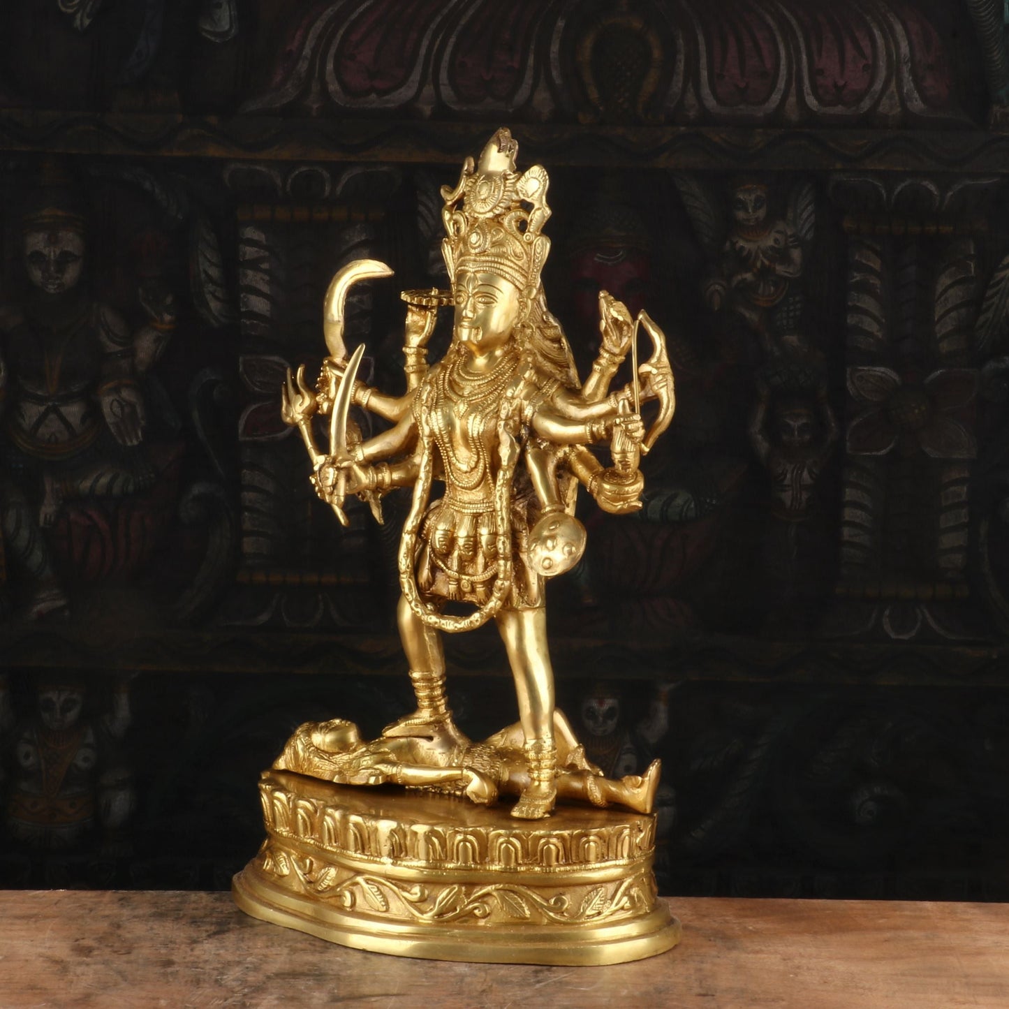 Brass Maa Kali Statue Idol Reigious Home Temple Decor 15"