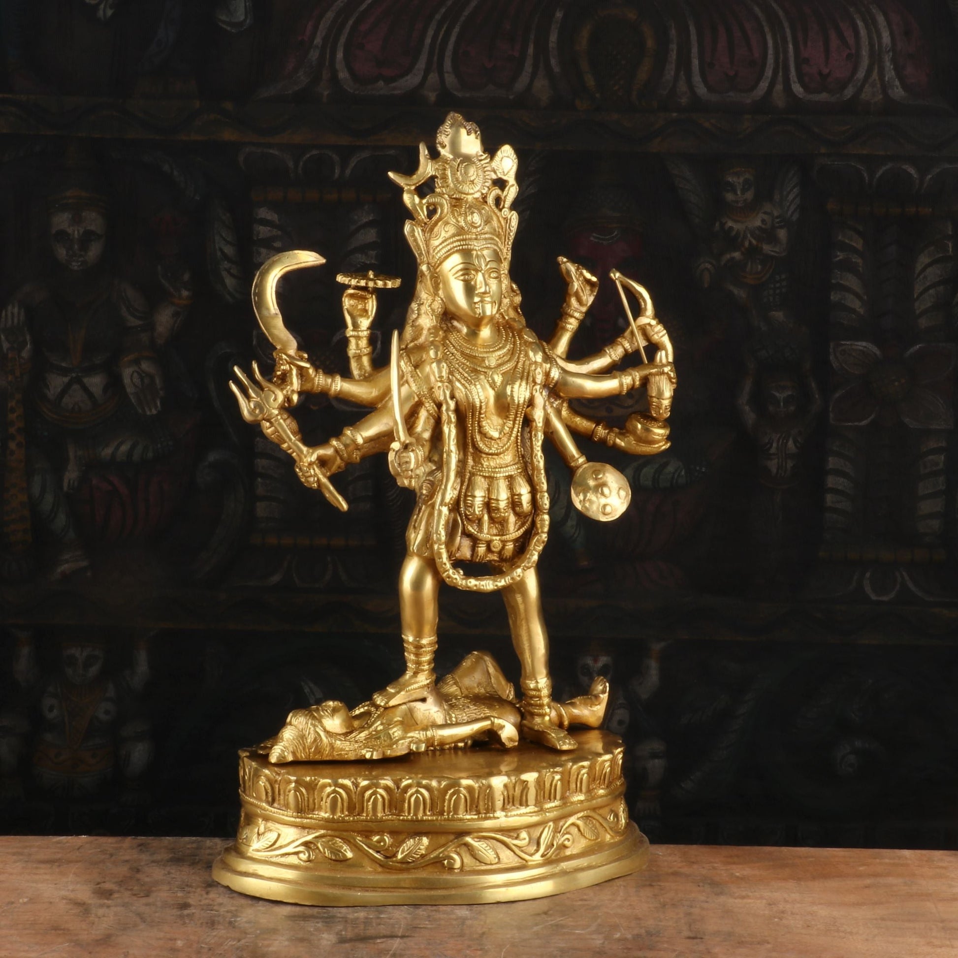 Brass Maa Kali Statue Idol Reigious Home Temple Decor 15" - Image 4