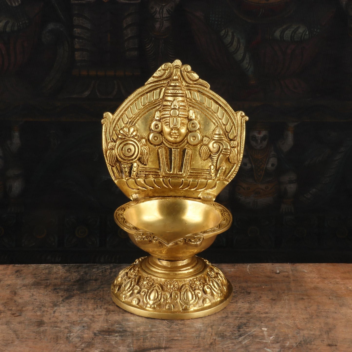 Brass Balaji Diya For Home Temple Religious Decor Showpiece 9"