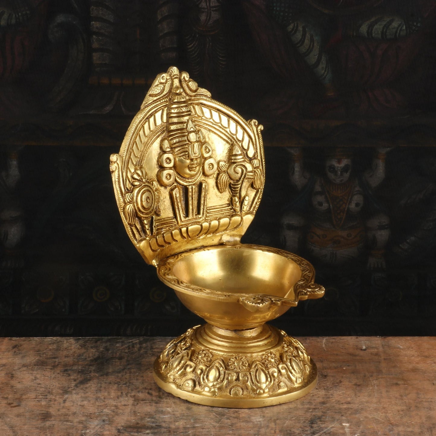 Brass Balaji Diya For Home Temple Religious Decor Showpiece 9"