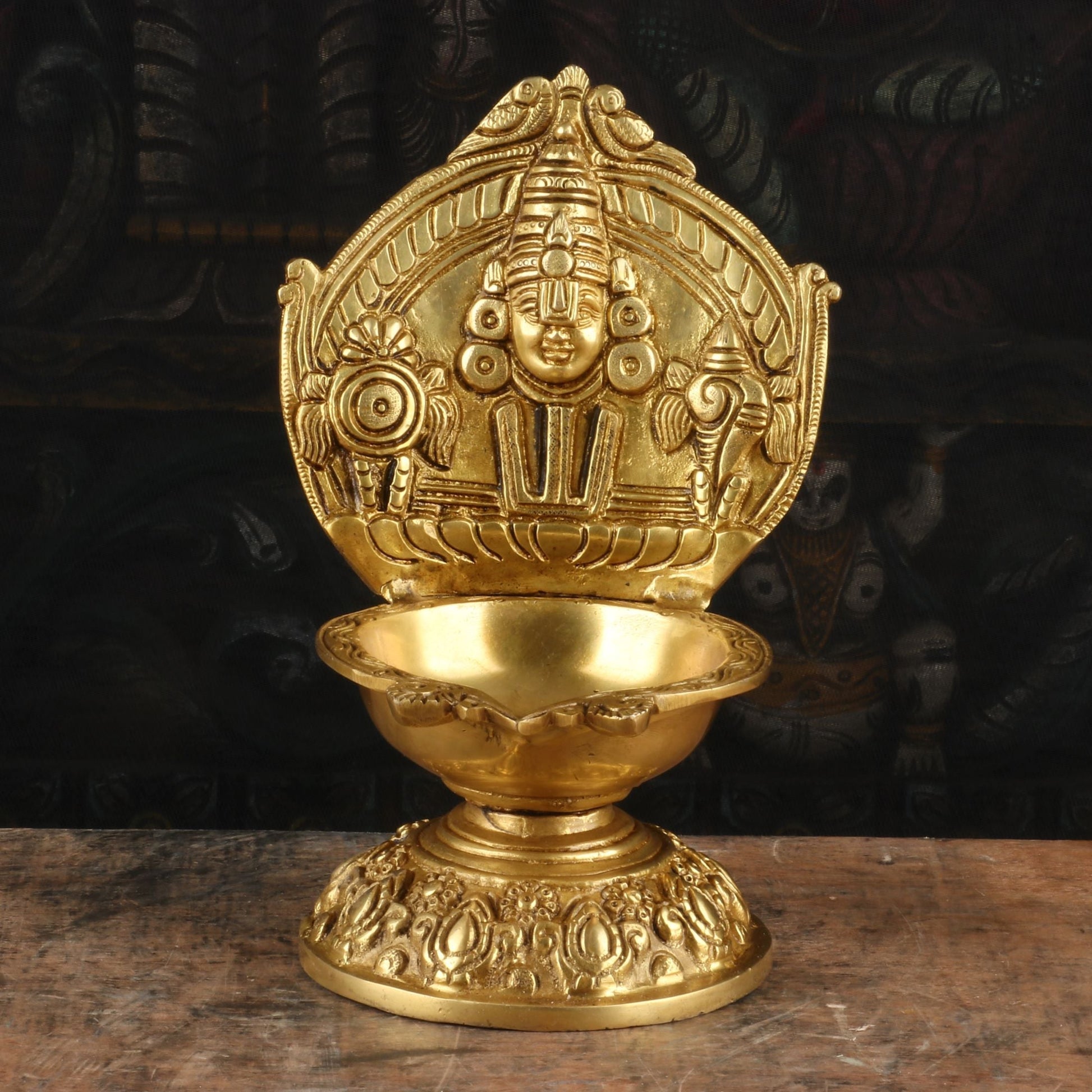 Brass Balaji Diya For Home Temple Religious Decor Showpiece 9" - Eco-friendly - Sama Homes