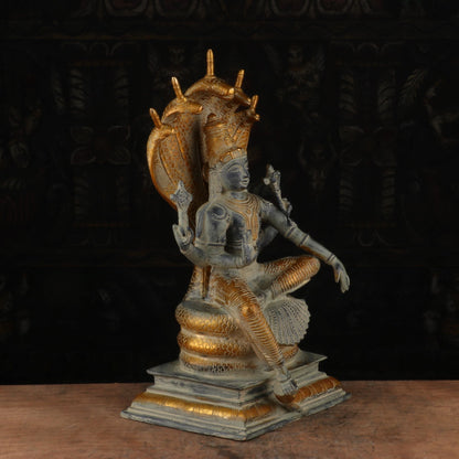 Brass Vishnu Statue Under Serpent Antique Finish Idol Religious Decor 17" by vendor-unknown - Hindu Gods (View 3)
