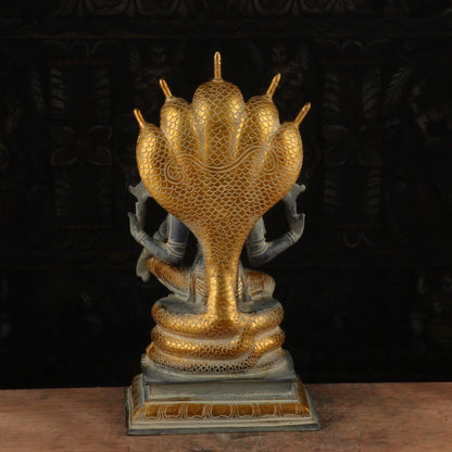 Brass Vishnu Statue Under Serpent Antique Finish Idol Religious Decor 17" by vendor-unknown - Hindu Gods (View 5)