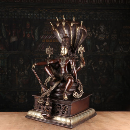 Brass Lord Vishnu Statue Under Serpent Antique Finish Idol Religious Decor 2.5 by vendor-unknown - Hindu Gods (View 4)