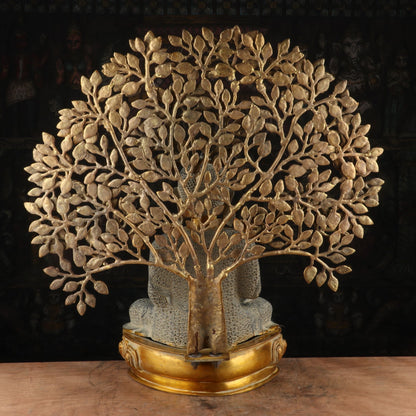 Brass Large Buddha Idol With Tree Antique Finished For Home Decor Showpiece 2 Feet by vendor-unknown - Buddha (View 5)