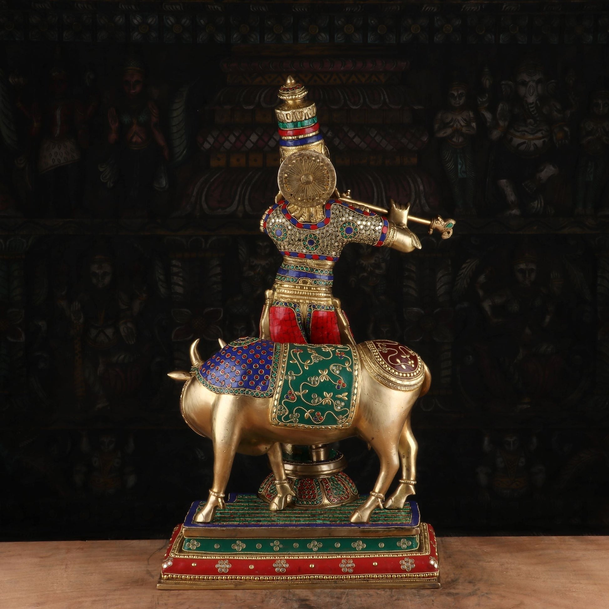 Brass Krishna Statue with Cow 2 Feet by StatueStudio - Image 5
