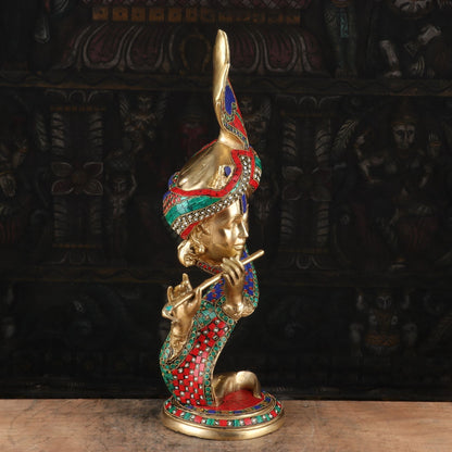 Brass Krishna Head Statue with Modern Design 20" by StatueStudio by vendor-unknown - Hindu Gods (View 4)