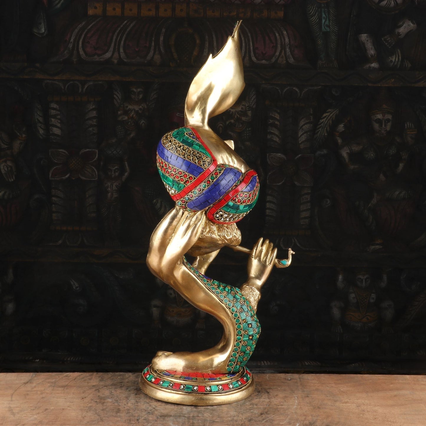 Brass Krishna Head Statue with Modern Design 20" by StatueStudio