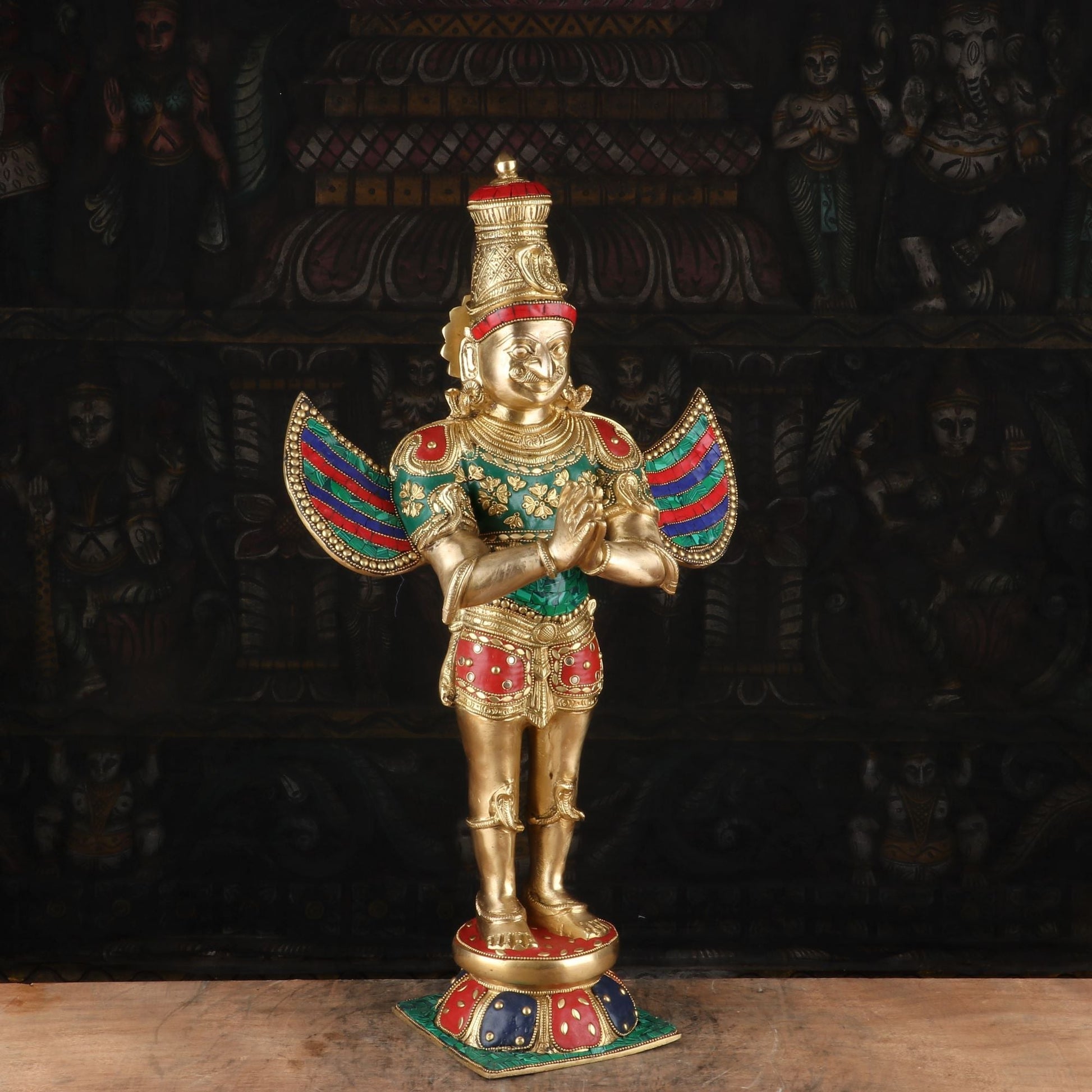 Standing Garuda Brass Statue Idol For Temple Home Decor Showpiece 22" - Image 3