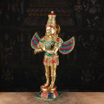 Standing Garuda Brass Statue Idol For Temple Home Decor Showpiece 22" by vendor-unknown - Hindu Gods (View 4)