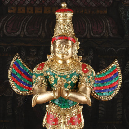Standing Garuda Brass Statue Idol For Temple Home Decor Showpiece 22" by vendor-unknown - Hindu Gods (View 6)