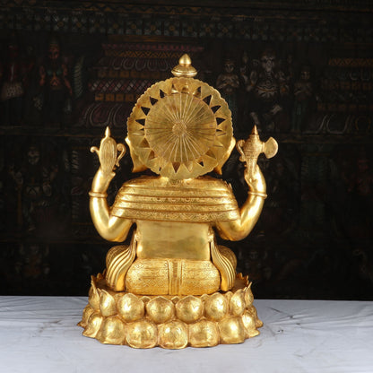 Brass Lord Ganesha Statue On Lotus Base For Home Decor 2 Feet by vendor-unknown - Hindu Gods (View 5)
