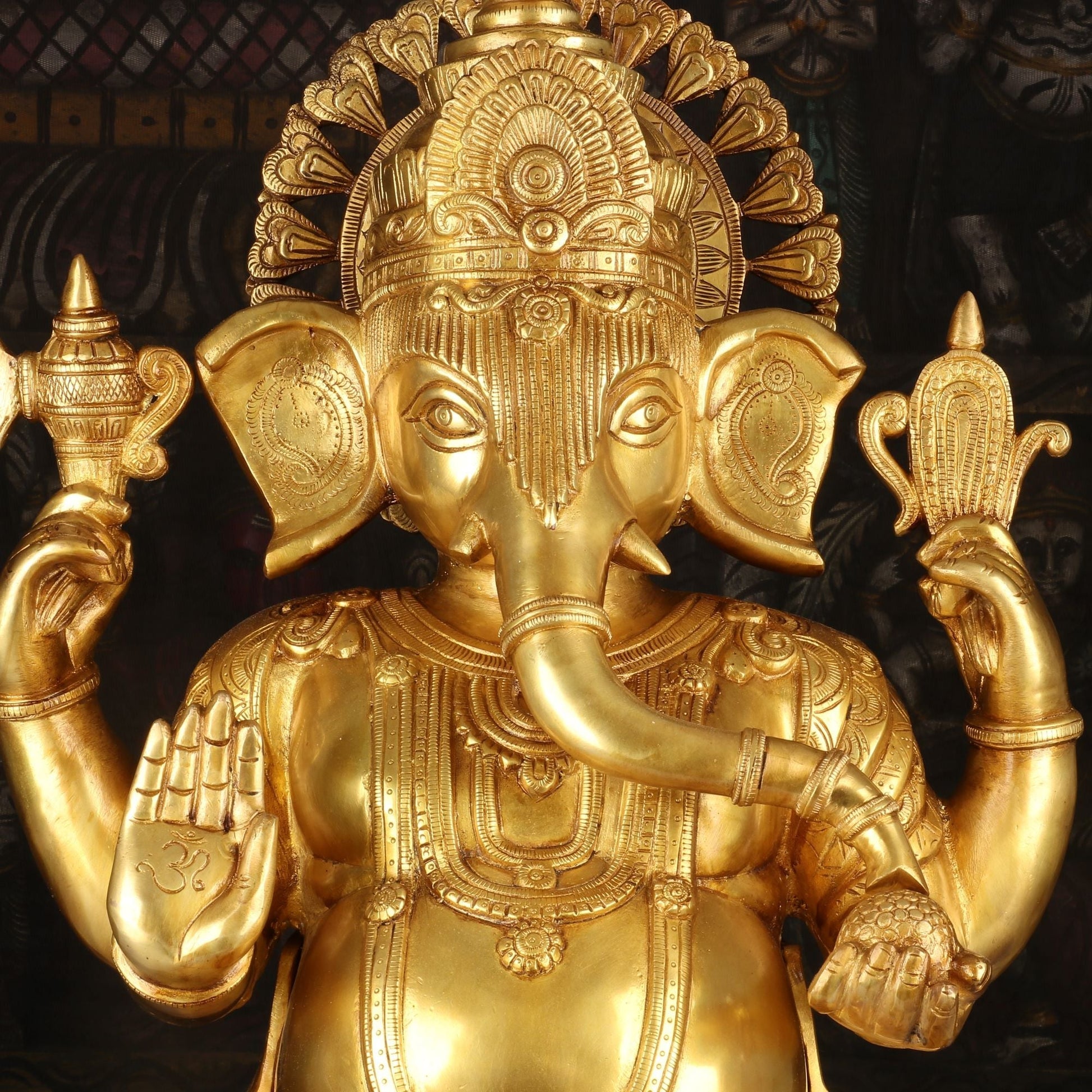 Brass Lord Ganesha Statue On Lotus Base For Home Decor 2 Feet - Image 2