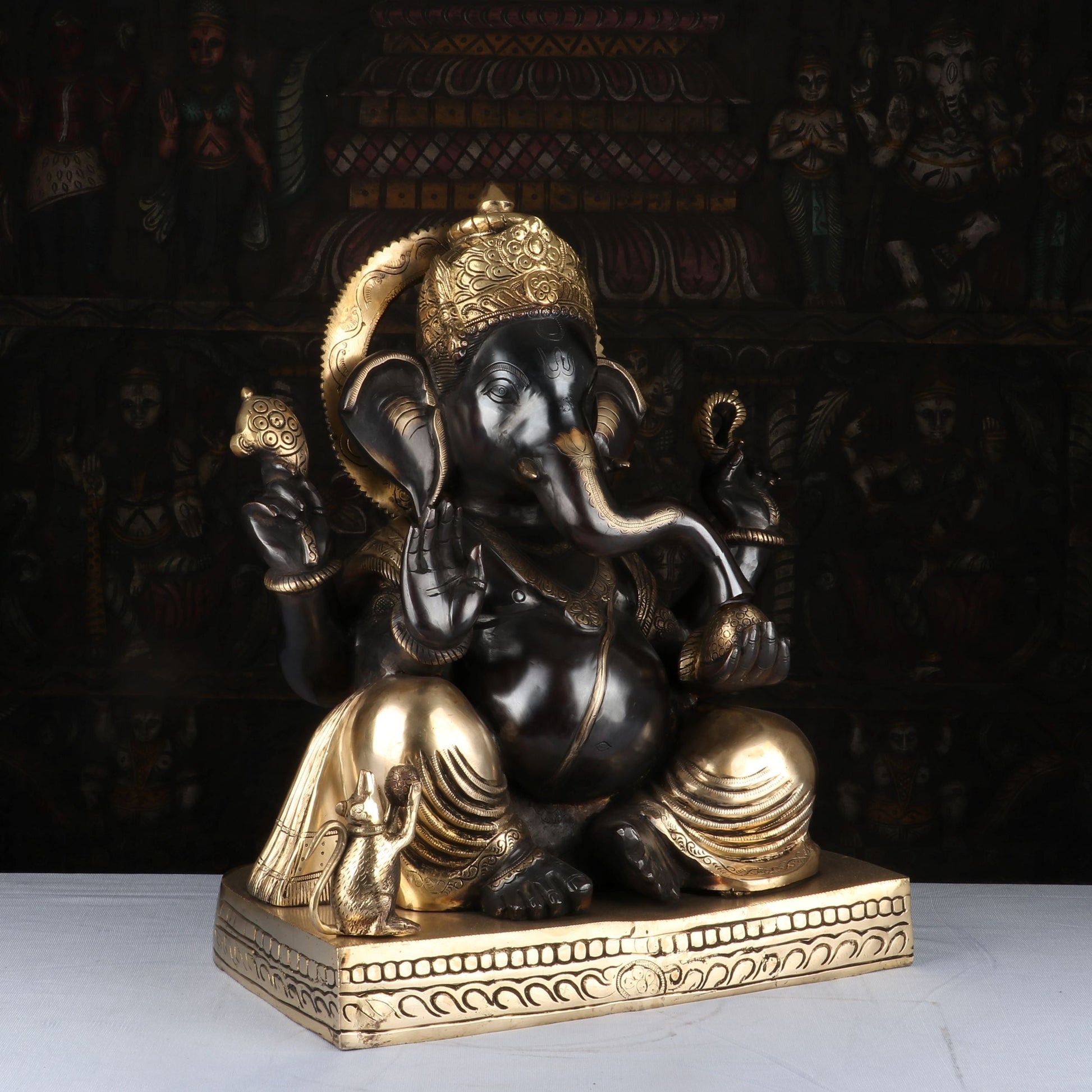 Brass Ganpati Idol Antique Finish For Home Decor 2 Feet - Image 3