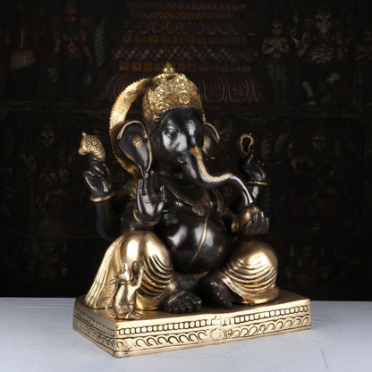 Brass Ganpati Idol Antique Finish For Home Decor 2 Feet by vendor-unknown - Hindu Gods (View 3)