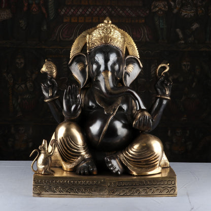 Brass Ganpati Idol Antique Finish For Home Decor 2 Feet by vendor-unknown - Hindu Gods