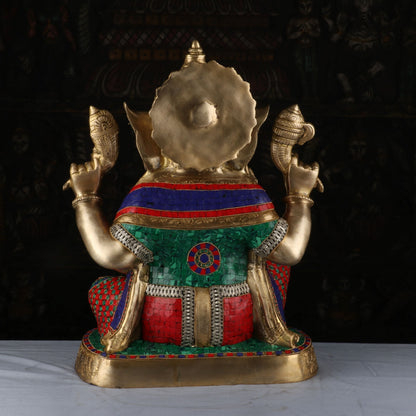 Brass Lord Ganesha Idol Stone Work Sculpture For Home Decor 2 Feet by vendor-unknown - Hindu Gods (View 5)